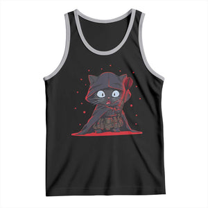 Funny Cat Vader Kitten Playing Darts Tank Top Space Scifi Dartist Gift TS12 Black Athletic Heather Print Your Wear