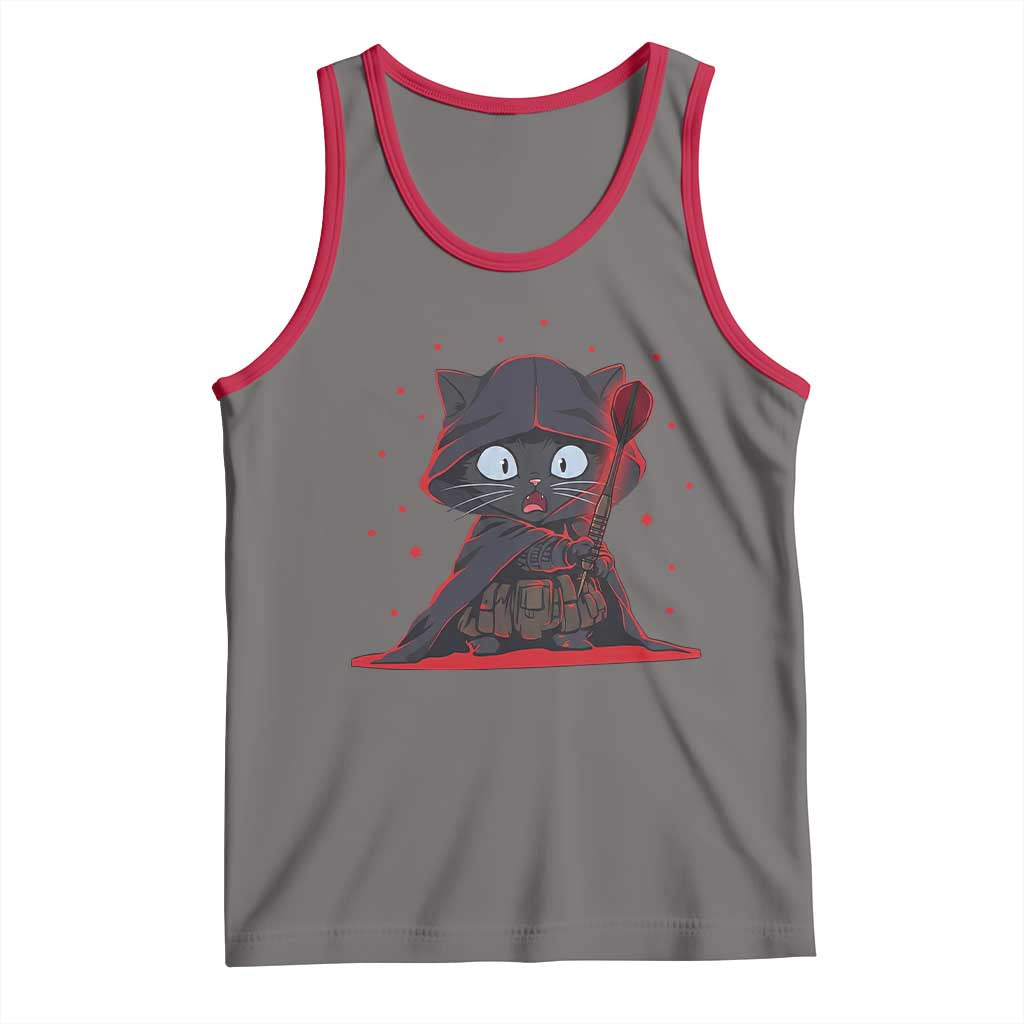 Funny Cat Vader Kitten Playing Darts Tank Top Space Scifi Dartist Gift TS12 Deep Heather Red Print Your Wear
