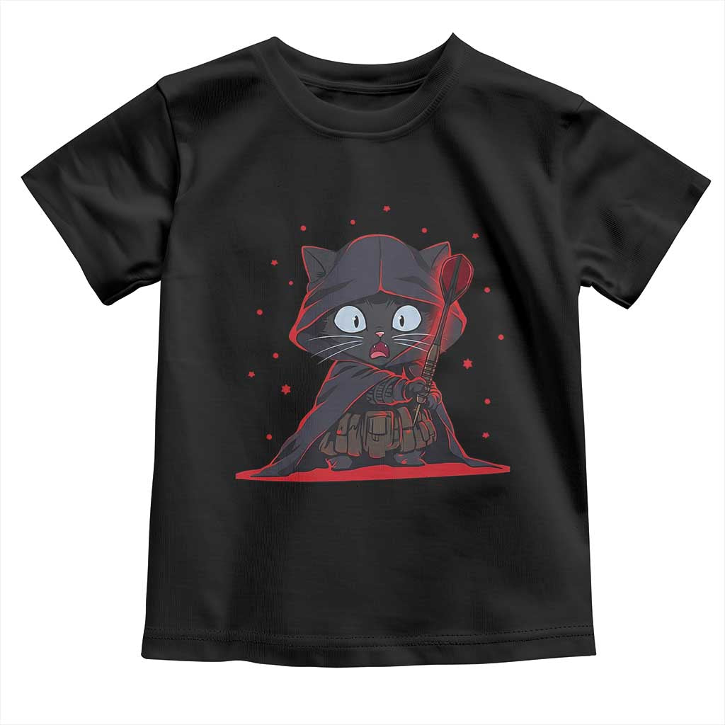 Funny Cat Vader Kitten Playing Darts Toddler T Shirt Space Scifi Dartist Gift TS12 Black Print Your Wear