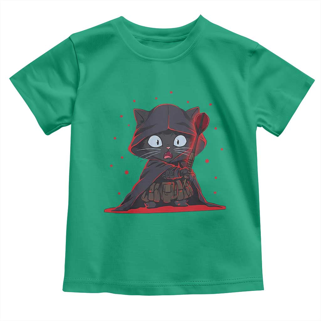 Funny Cat Vader Kitten Playing Darts Toddler T Shirt Space Scifi Dartist Gift TS12 Irish Green Print Your Wear