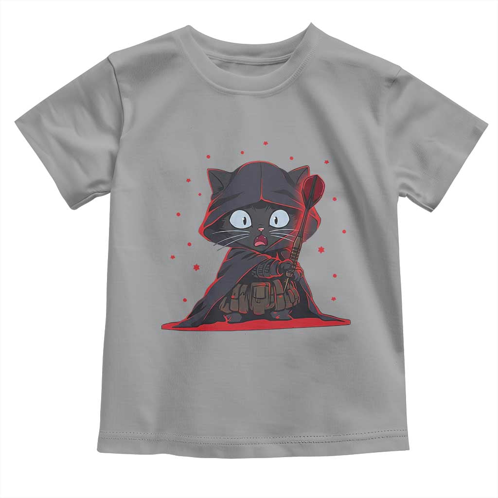 Funny Cat Vader Kitten Playing Darts Toddler T Shirt Space Scifi Dartist Gift TS12 Sport Gray Print Your Wear