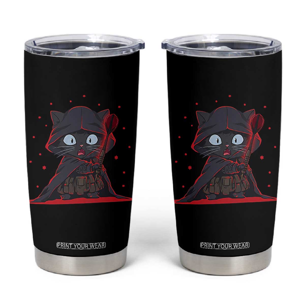 Funny Cat Vader Kitten Playing Darts Tumbler Cup Space Scifi Dartist Gift TS12 Black Print Your Wear