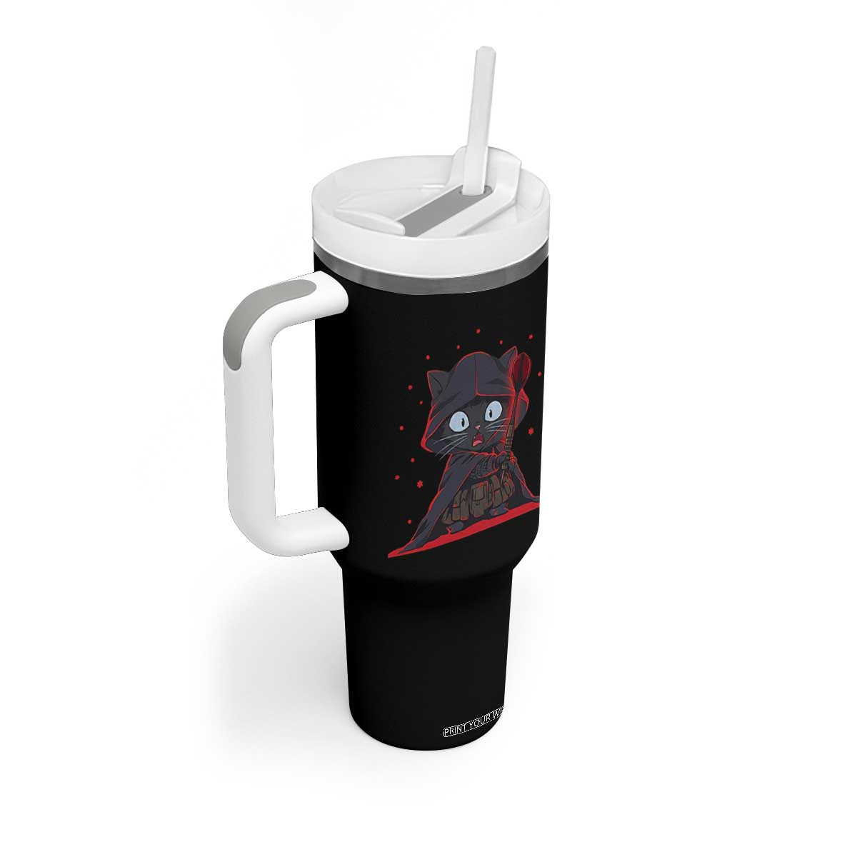 Funny Cat Vader Kitten Playing Darts Tumbler With Handle Space Scifi Dartist Gift TS12 Print Your Wear