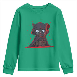 Funny Cat Vader Kitten Playing Darts Youth Sweatshirt Space Scifi Dartist Gift TS12 Irish Green Print Your Wear