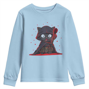 Funny Cat Vader Kitten Playing Darts Youth Sweatshirt Space Scifi Dartist Gift TS12 Light Blue Print Your Wear