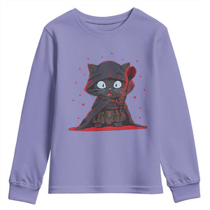 Funny Cat Vader Kitten Playing Darts Youth Sweatshirt Space Scifi Dartist Gift TS12 Violet Print Your Wear