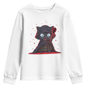 Funny Cat Vader Kitten Playing Darts Youth Sweatshirt Space Scifi Dartist Gift TS12 White Print Your Wear