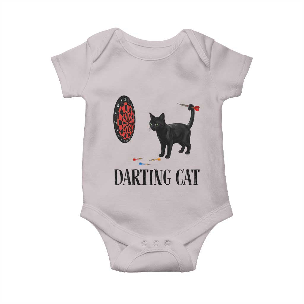 Funny Black Cat Darts Player Baby Onesie Darting Cat Dartist Gift TS12 Ice Gray Print Your Wear