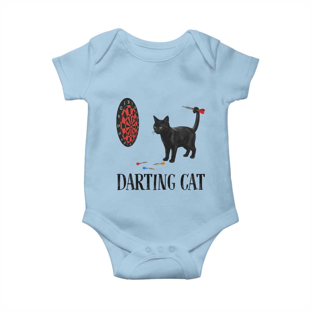 Funny Black Cat Darts Player Baby Onesie Darting Cat Dartist Gift TS12 Light Blue Print Your Wear