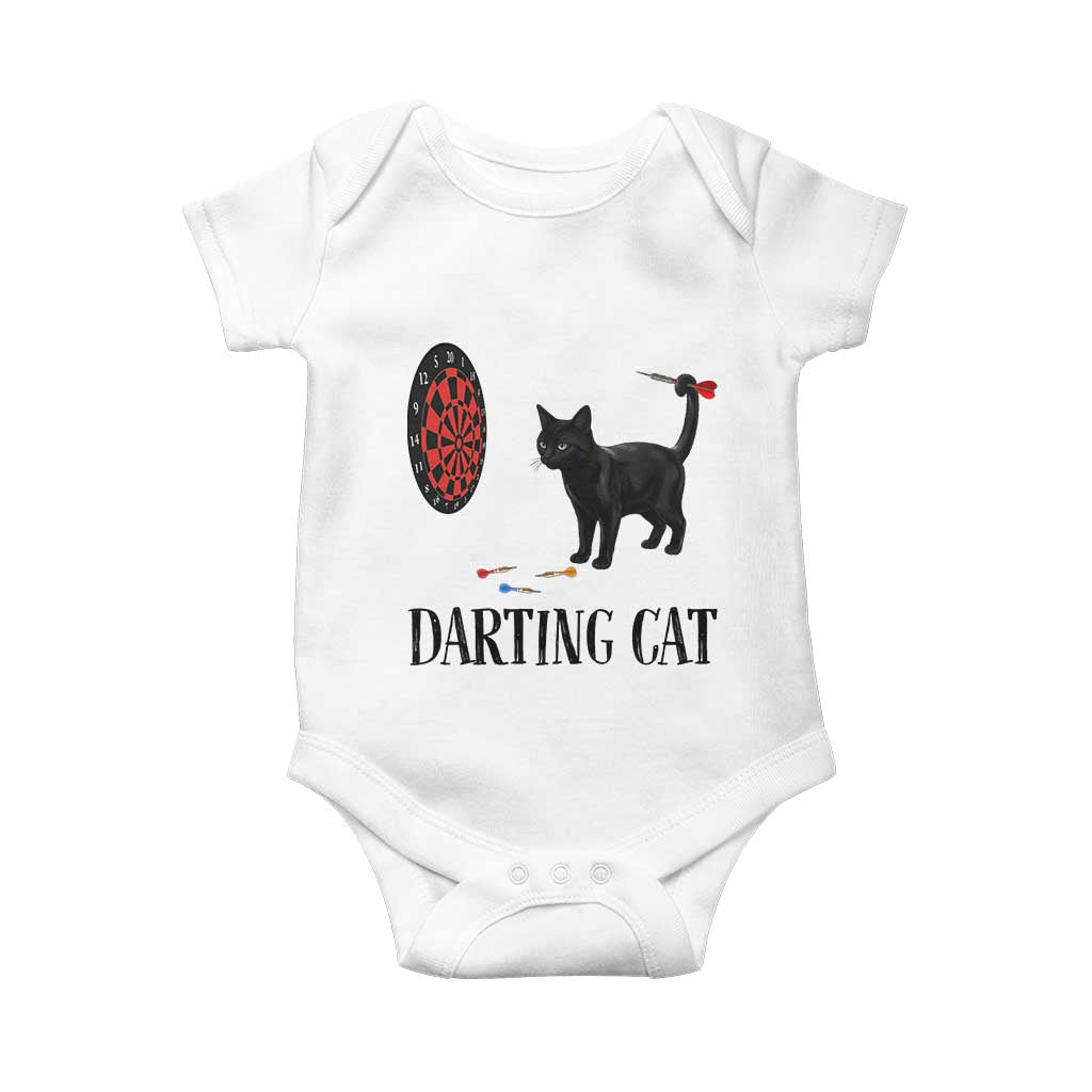 Funny Black Cat Darts Player Baby Onesie Darting Cat Dartist Gift TS12 White Print Your Wear