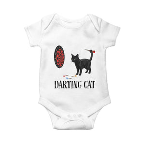 Funny Black Cat Darts Player Baby Onesie Darting Cat Dartist Gift TS12 White Print Your Wear