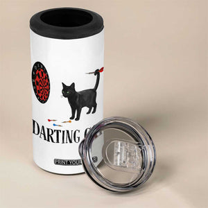 Funny Black Cat Darts Player 4 in 1 Can Cooler Tumbler Darting Cat Dartist Gift TS12 Print Your Wear
