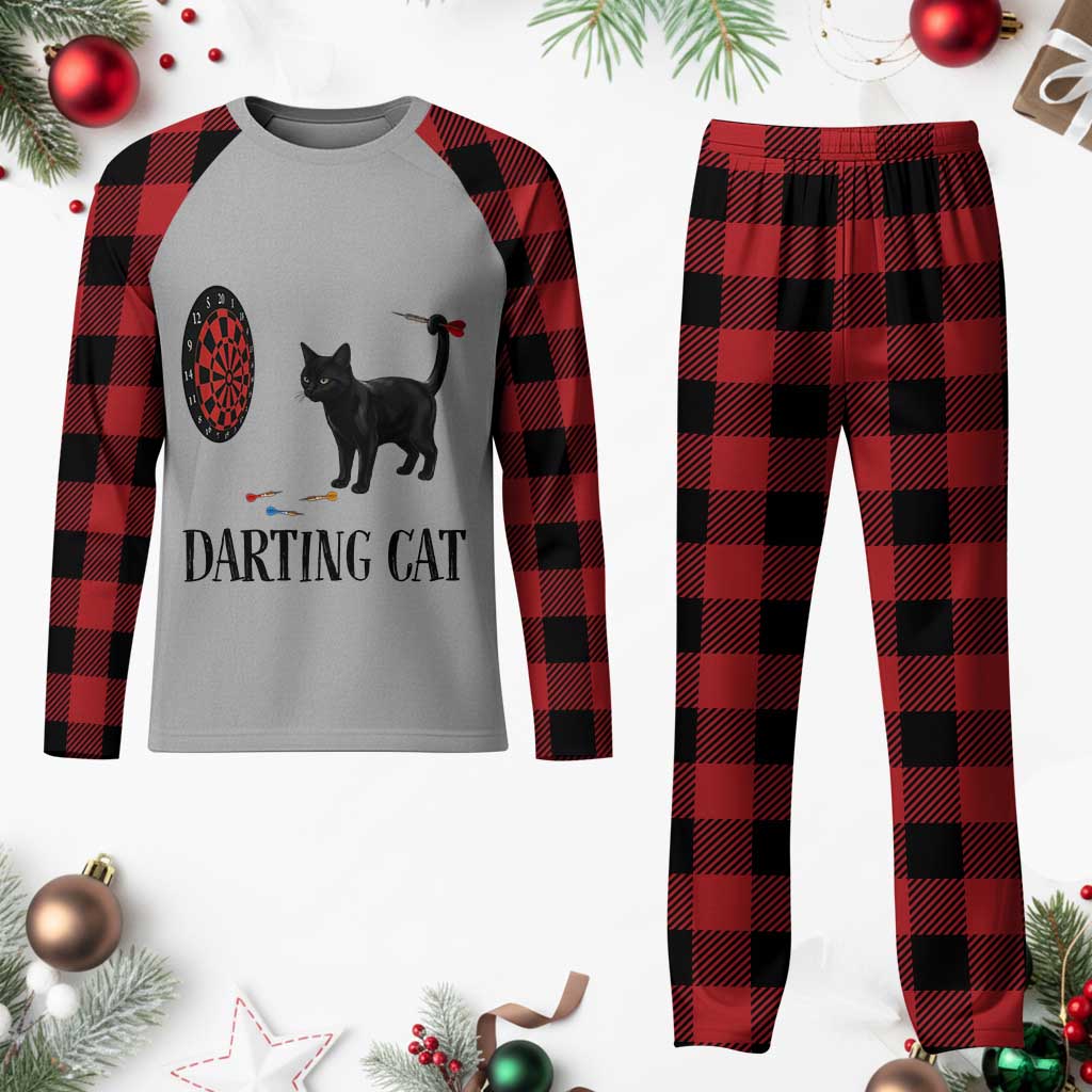 Funny Black Cat Darts Player Plaid Pajama Set Darting Cat Dartist Gift TS12 Buffalo Plaid Print Your Wear