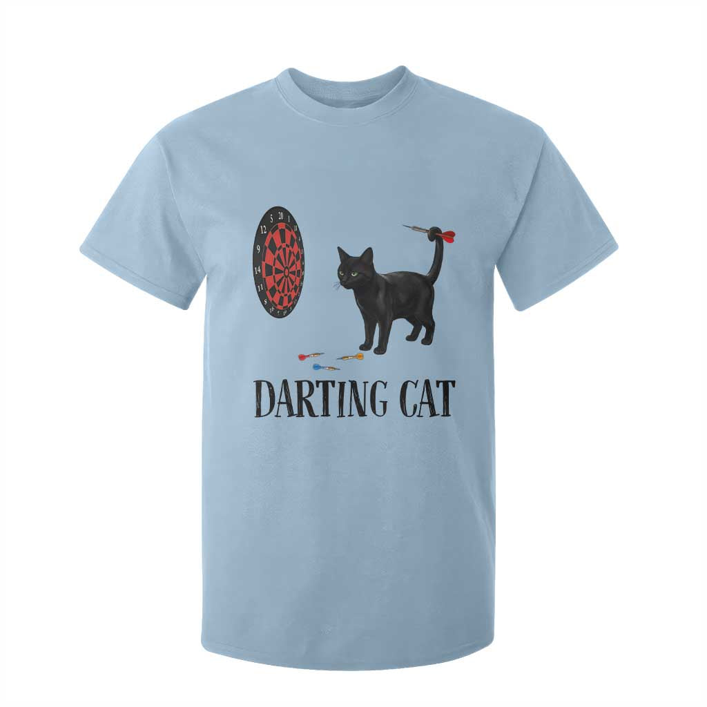 Funny Black Cat Darts Player T Shirt For Kid Darting Cat Dartist Gift TS12 Light Blue Print Your Wear