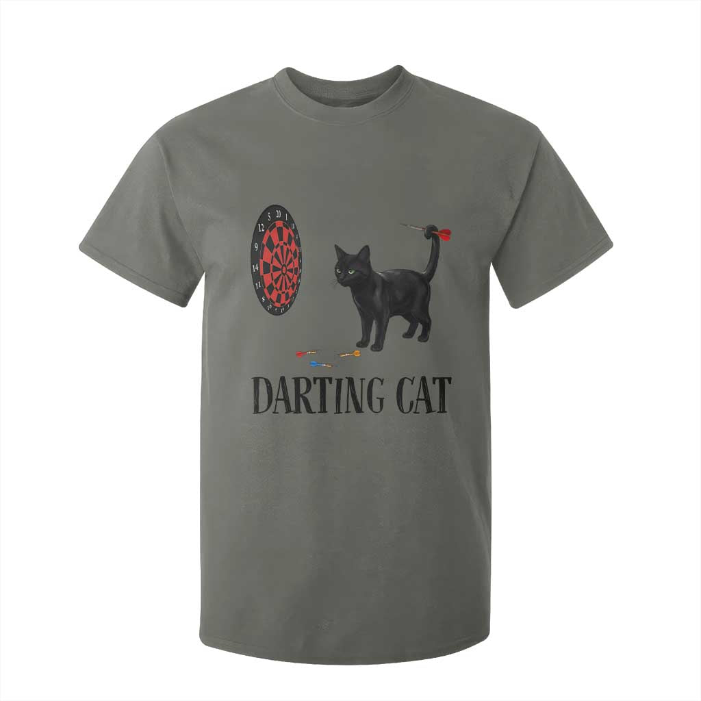 Funny Black Cat Darts Player T Shirt For Kid Darting Cat Dartist Gift TS12 Military Green Print Your Wear