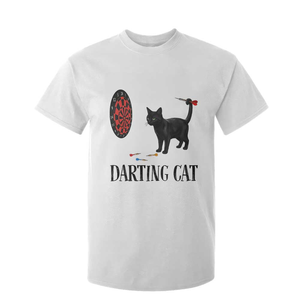 Funny Black Cat Darts Player T Shirt For Kid Darting Cat Dartist Gift TS12 White Print Your Wear