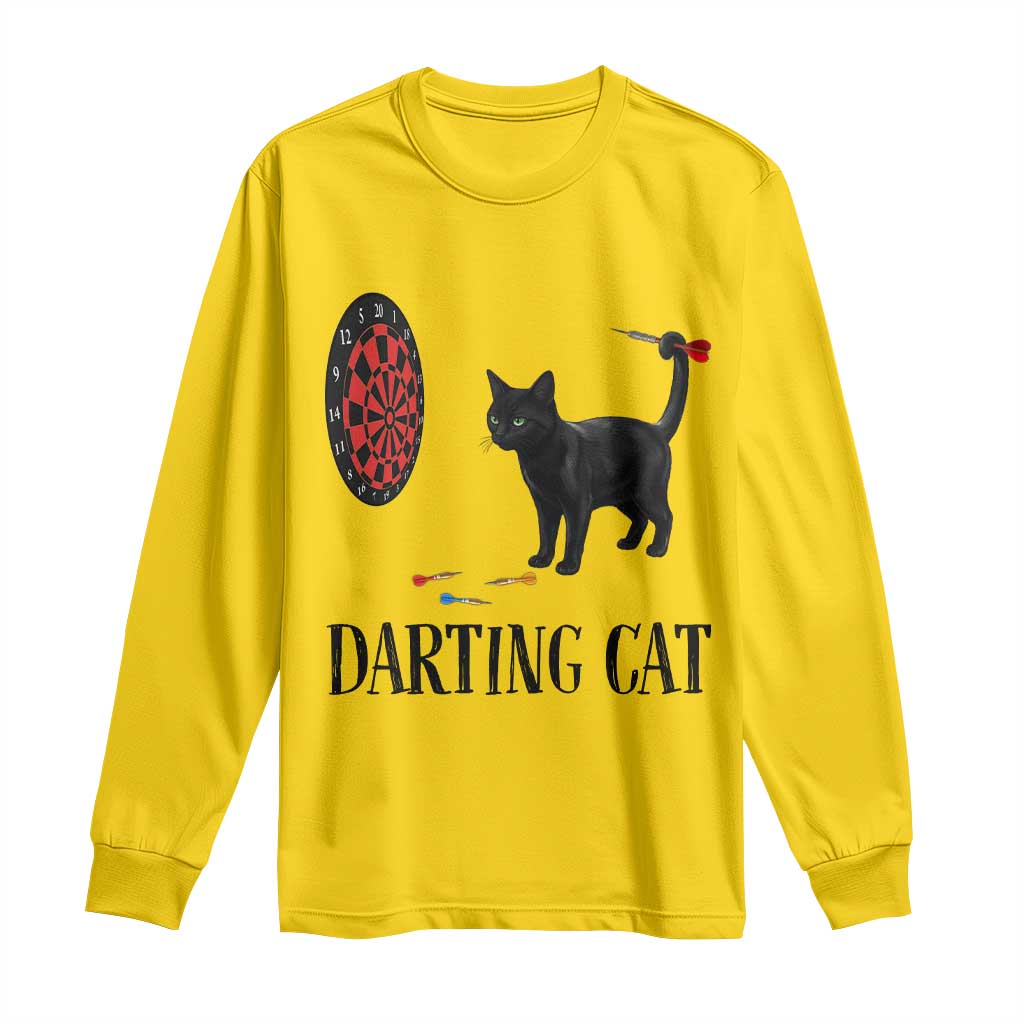 Funny Black Cat Darts Player Long Sleeve Shirt Darting Cat Dartist Gift TS12 Daisy Print Your Wear