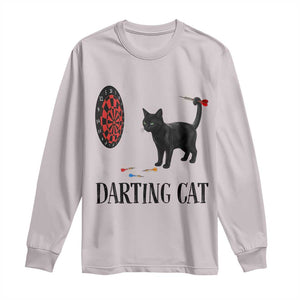 Funny Black Cat Darts Player Long Sleeve Shirt Darting Cat Dartist Gift TS12 Ice Gray Print Your Wear