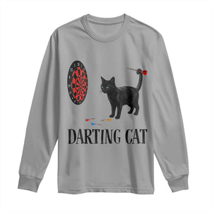 Funny Black Cat Darts Player Long Sleeve Shirt Darting Cat Dartist Gift TS12 Sport Gray Print Your Wear