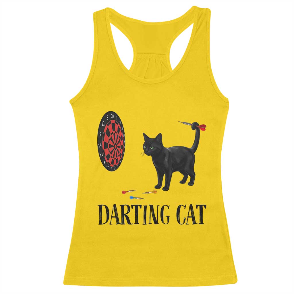 Funny Black Cat Darts Player Racerback Tank Top Darting Cat Dartist Gift TS12 Daisy Print Your Wear