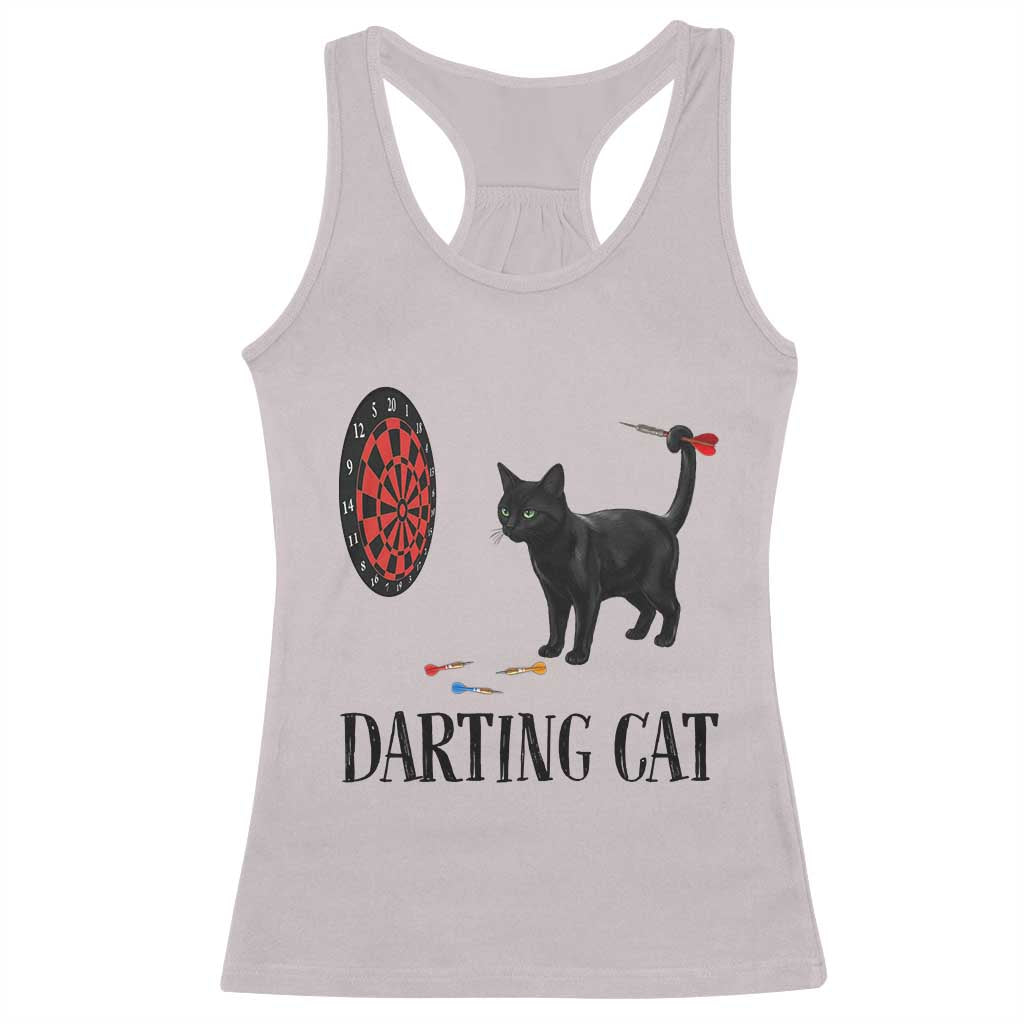 Funny Black Cat Darts Player Racerback Tank Top Darting Cat Dartist Gift TS12 Ice Gray Print Your Wear