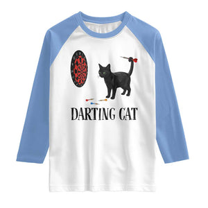 Funny Black Cat Darts Player Raglan Shirt Darting Cat Dartist Gift TS12 White Carolina Blue Print Your Wear