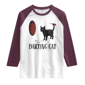 Funny Black Cat Darts Player Raglan Shirt Darting Cat Dartist Gift TS12 White Maroon Print Your Wear