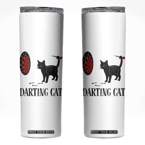 Funny Black Cat Darts Player Skinny Tumbler Darting Cat Dartist Gift TS12 White Print Your Wear