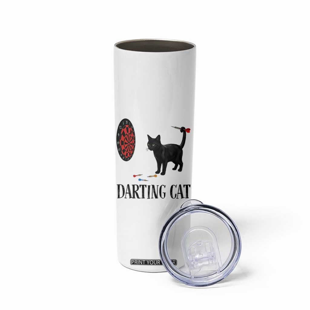 Funny Black Cat Darts Player Skinny Tumbler Darting Cat Dartist Gift TS12 Print Your Wear