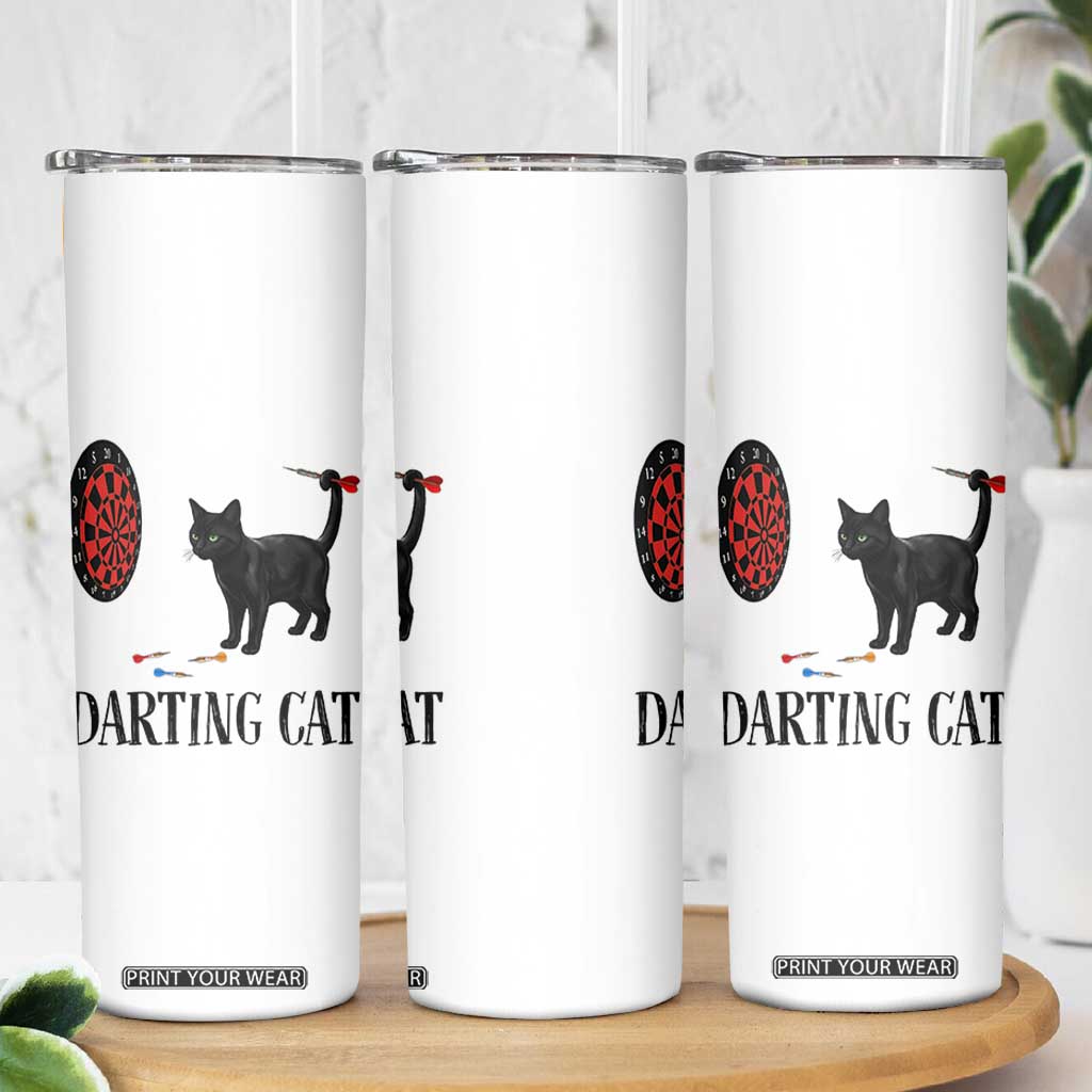 Funny Black Cat Darts Player Skinny Tumbler Darting Cat Dartist Gift TS12 Print Your Wear