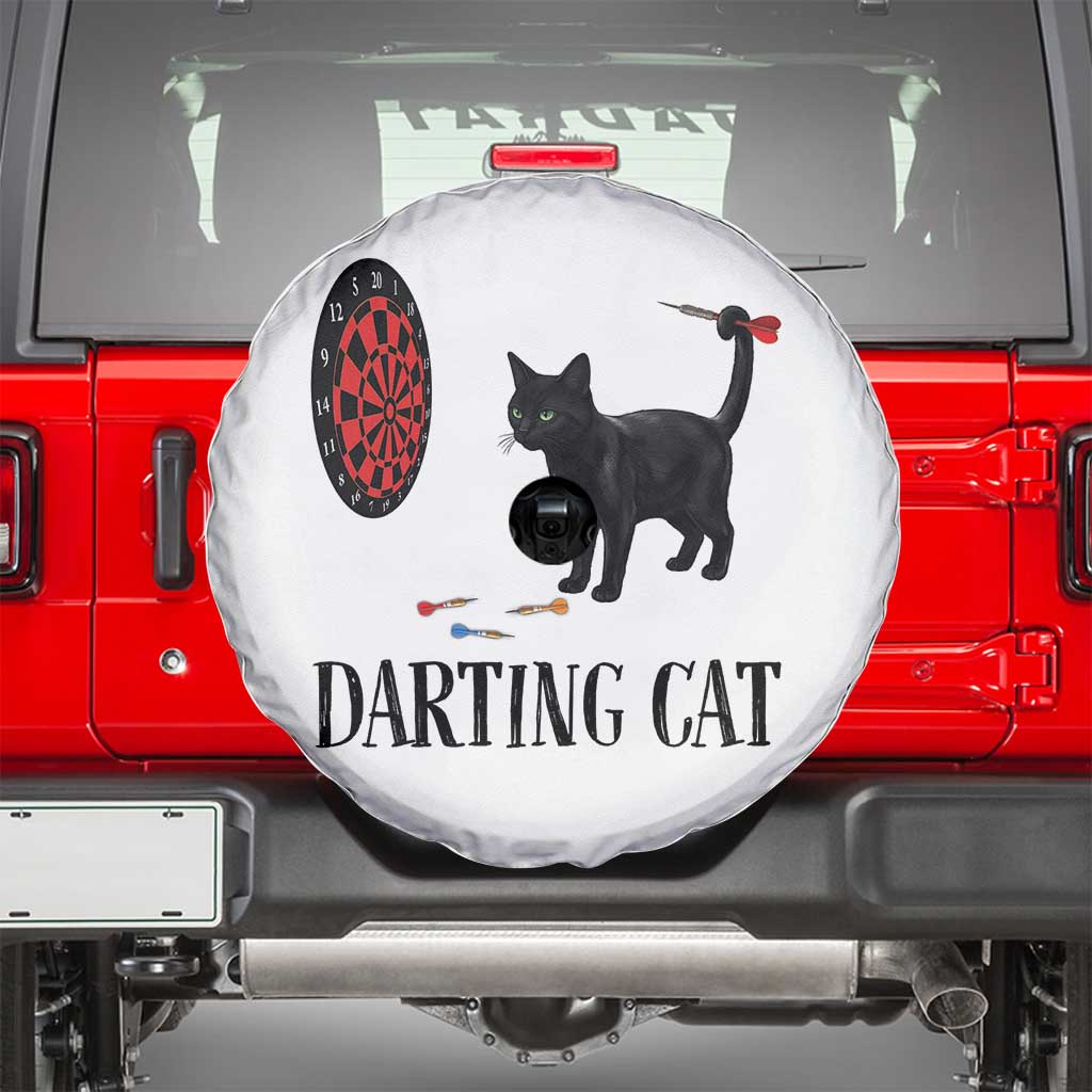 Funny Black Cat Darts Player Spare Tire Cover Darting Cat Dartist Gift TS12 White Print Your Wear