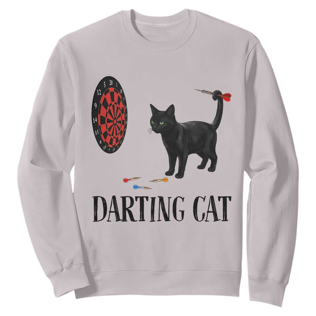 Funny Black Cat Darts Player Sweatshirt Darting Cat Dartist Gift TS12 Ice Gray Print Your Wear