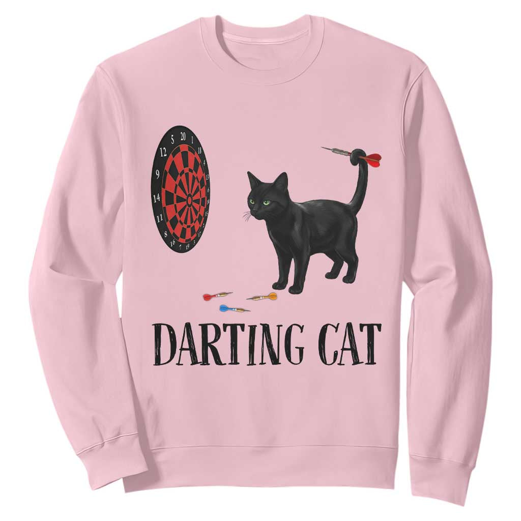 Funny Black Cat Darts Player Sweatshirt Darting Cat Dartist Gift TS12 Light Pink Print Your Wear