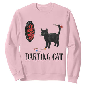 Funny Black Cat Darts Player Sweatshirt Darting Cat Dartist Gift TS12 Light Pink Print Your Wear