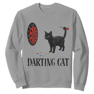 Funny Black Cat Darts Player Sweatshirt Darting Cat Dartist Gift TS12 Sport Gray Print Your Wear