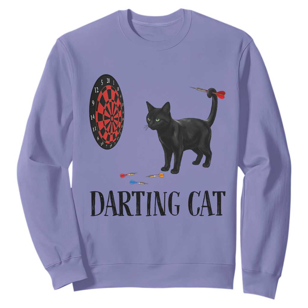 Funny Black Cat Darts Player Sweatshirt Darting Cat Dartist Gift TS12 Violet Print Your Wear