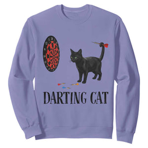 Funny Black Cat Darts Player Sweatshirt Darting Cat Dartist Gift TS12 Violet Print Your Wear