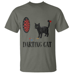 Funny Black Cat Darts Player T Shirt Darting Cat Dartist Gift TS12 Military Green Print Your Wear