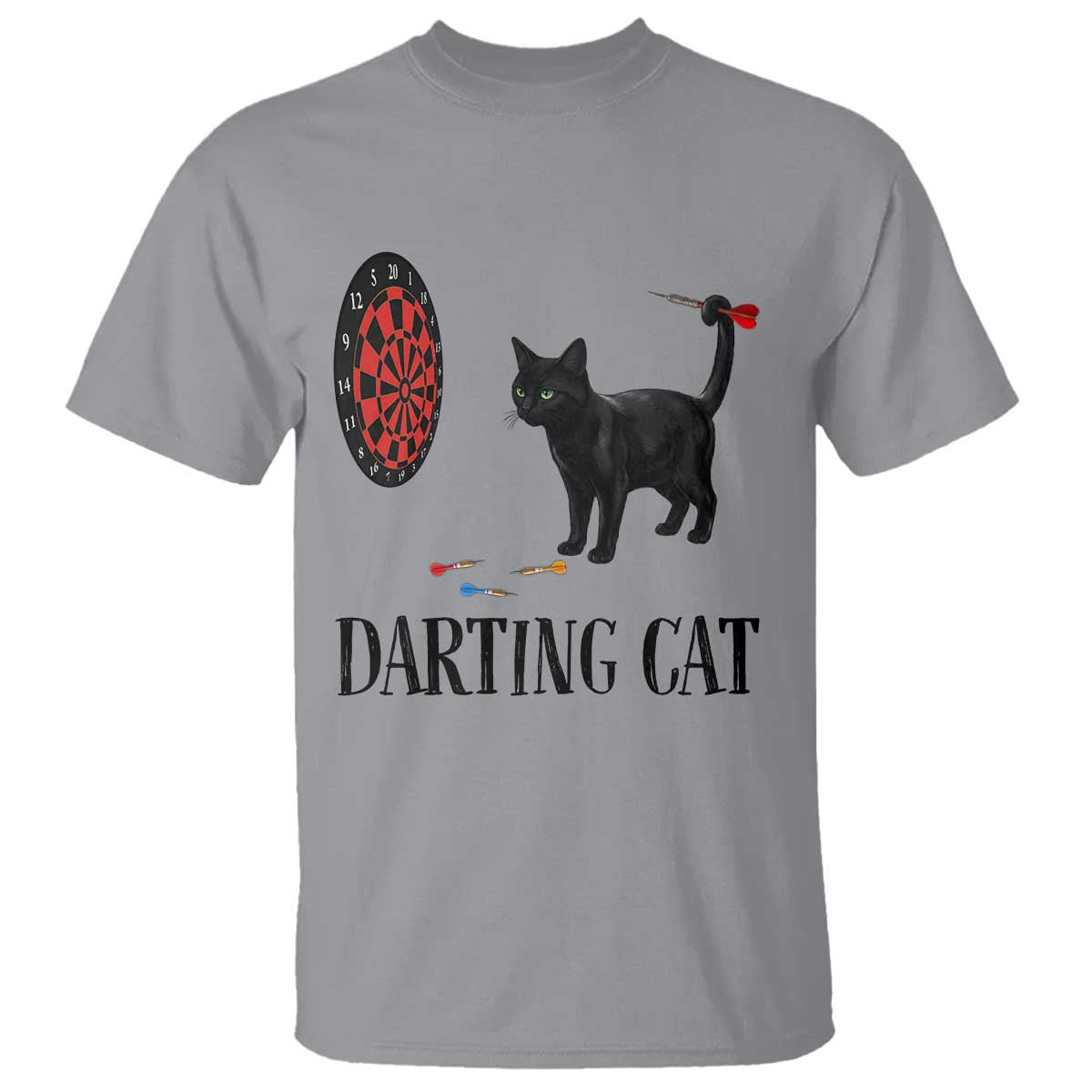 Funny Black Cat Darts Player T Shirt Darting Cat Dartist Gift TS12 Sport Gray Print Your Wear