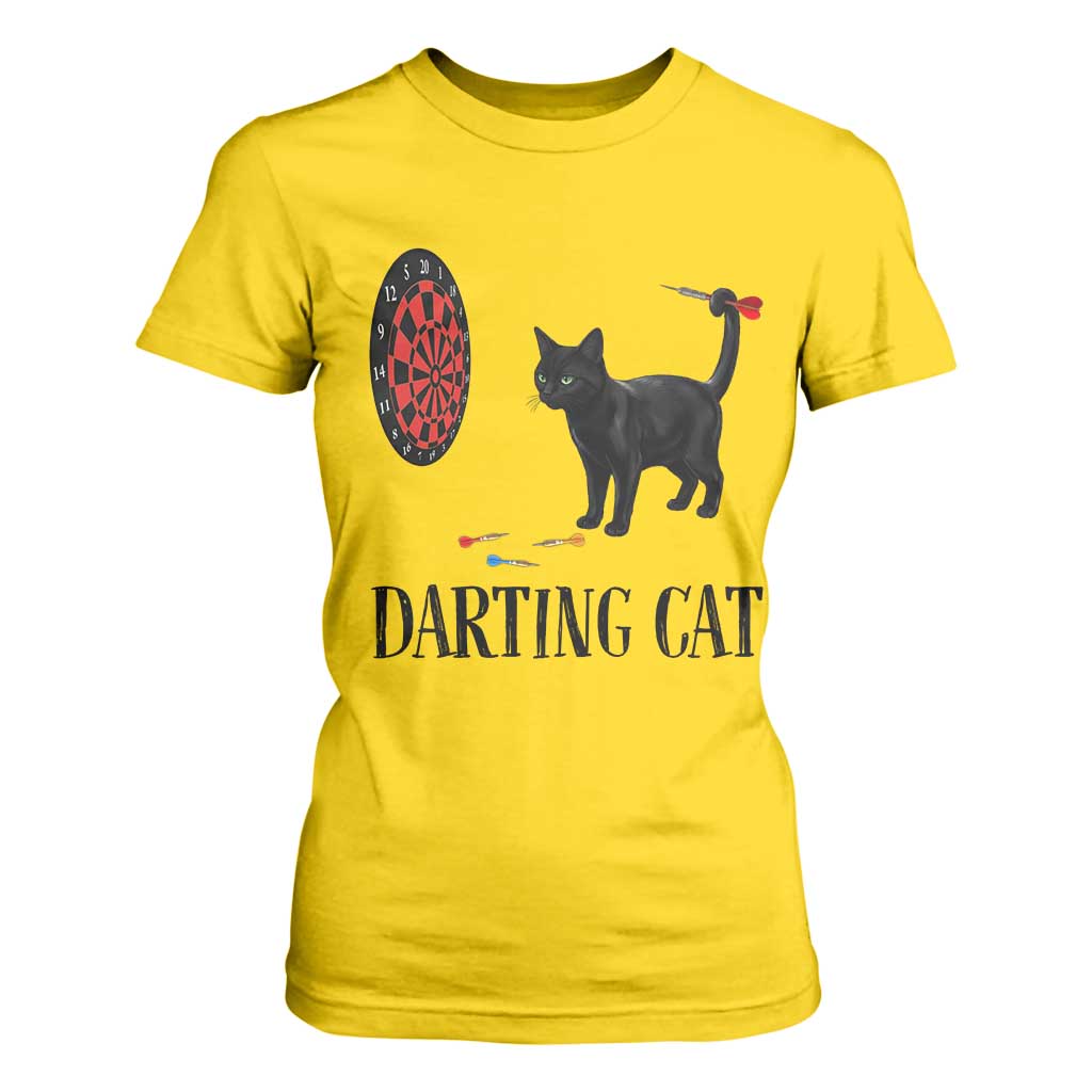 Funny Black Cat Darts Player T Shirt For Women Darting Cat Dartist Gift TS12 Daisy Print Your Wear