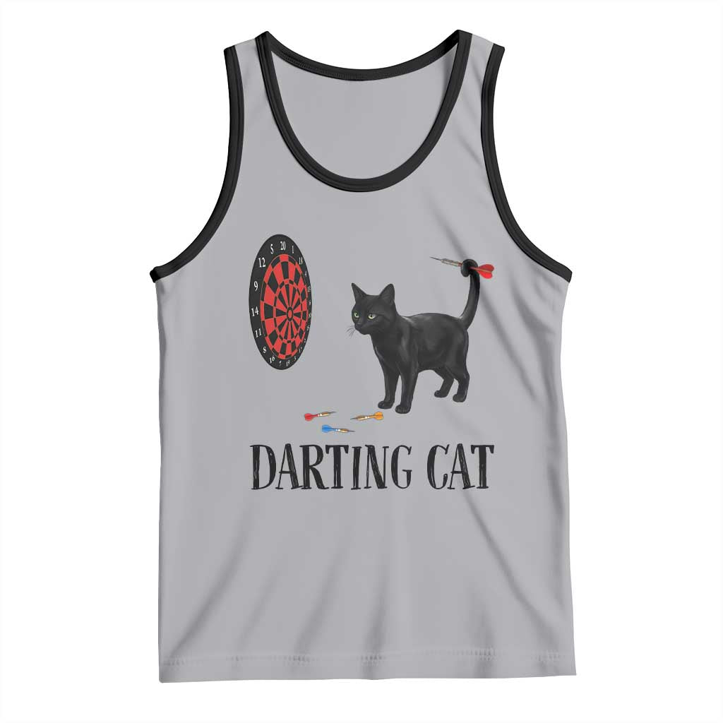Funny Black Cat Darts Player Tank Top Darting Cat Dartist Gift TS12 Athletic Heather Black Print Your Wear
