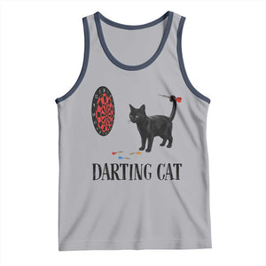 Funny Black Cat Darts Player Tank Top Darting Cat Dartist Gift TS12 Athletic Heather Navy Print Your Wear