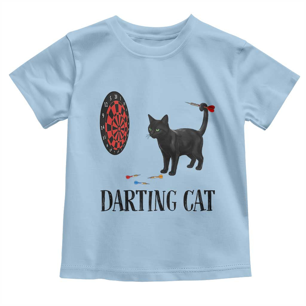 Funny Black Cat Darts Player Toddler T Shirt Darting Cat Dartist Gift TS12 Light Blue Print Your Wear