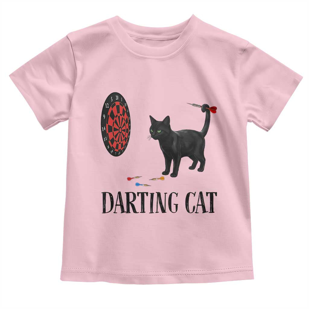 Funny Black Cat Darts Player Toddler T Shirt Darting Cat Dartist Gift TS12 Light Pink Print Your Wear