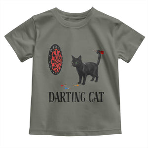 Funny Black Cat Darts Player Toddler T Shirt Darting Cat Dartist Gift TS12 Military Green Print Your Wear