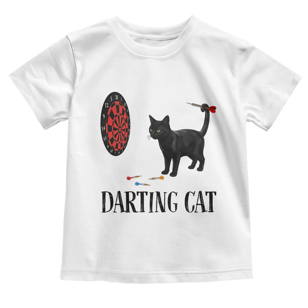 Funny Black Cat Darts Player Toddler T Shirt Darting Cat Dartist Gift TS12 White Print Your Wear