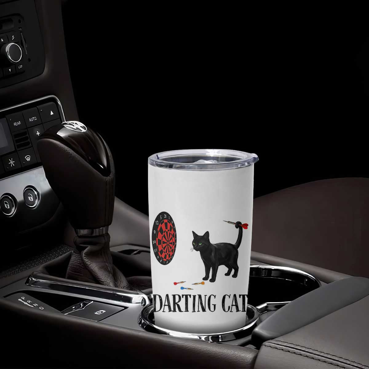 Funny Black Cat Darts Player Tumbler Cup Darting Cat Dartist Gift TS12 Print Your Wear