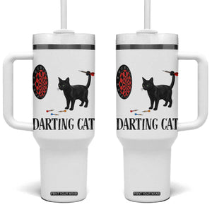 Funny Black Cat Darts Player Tumbler With Handle Darting Cat Dartist Gift TS12 One Size: 40 oz White Print Your Wear