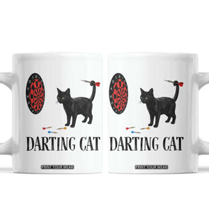 Funny Black Cat Darts Player Coffee Mug Darting Cat Dartist Gift TS12 White Print Your Wear