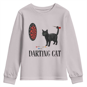 Funny Black Cat Darts Player Youth Sweatshirt Darting Cat Dartist Gift TS12 Ice Gray Print Your Wear